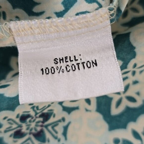 Talbots Women's Blouse Size Small Petite SP Blue Green Tropical Wood Beading - Picture 13 of 15